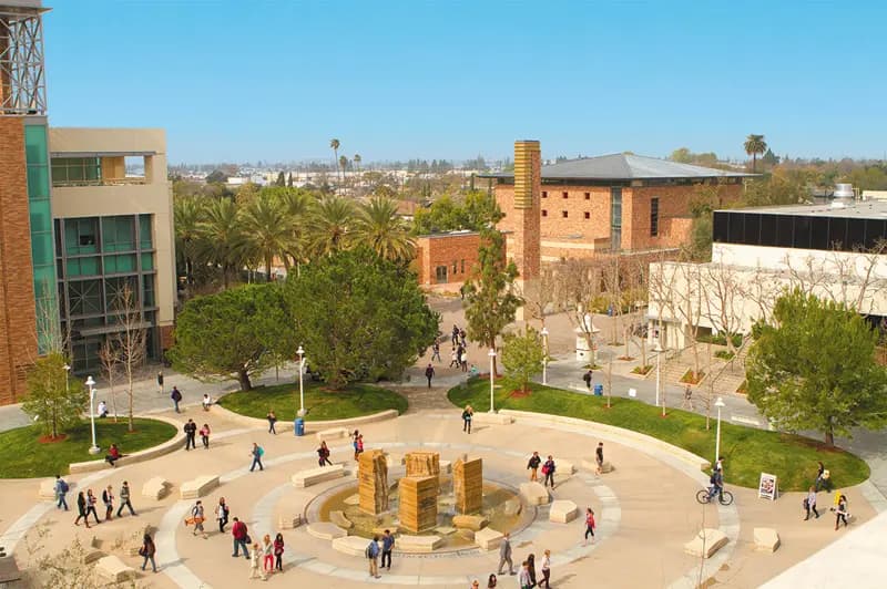 Chapman University campus with its iconic Bertea Hall tower