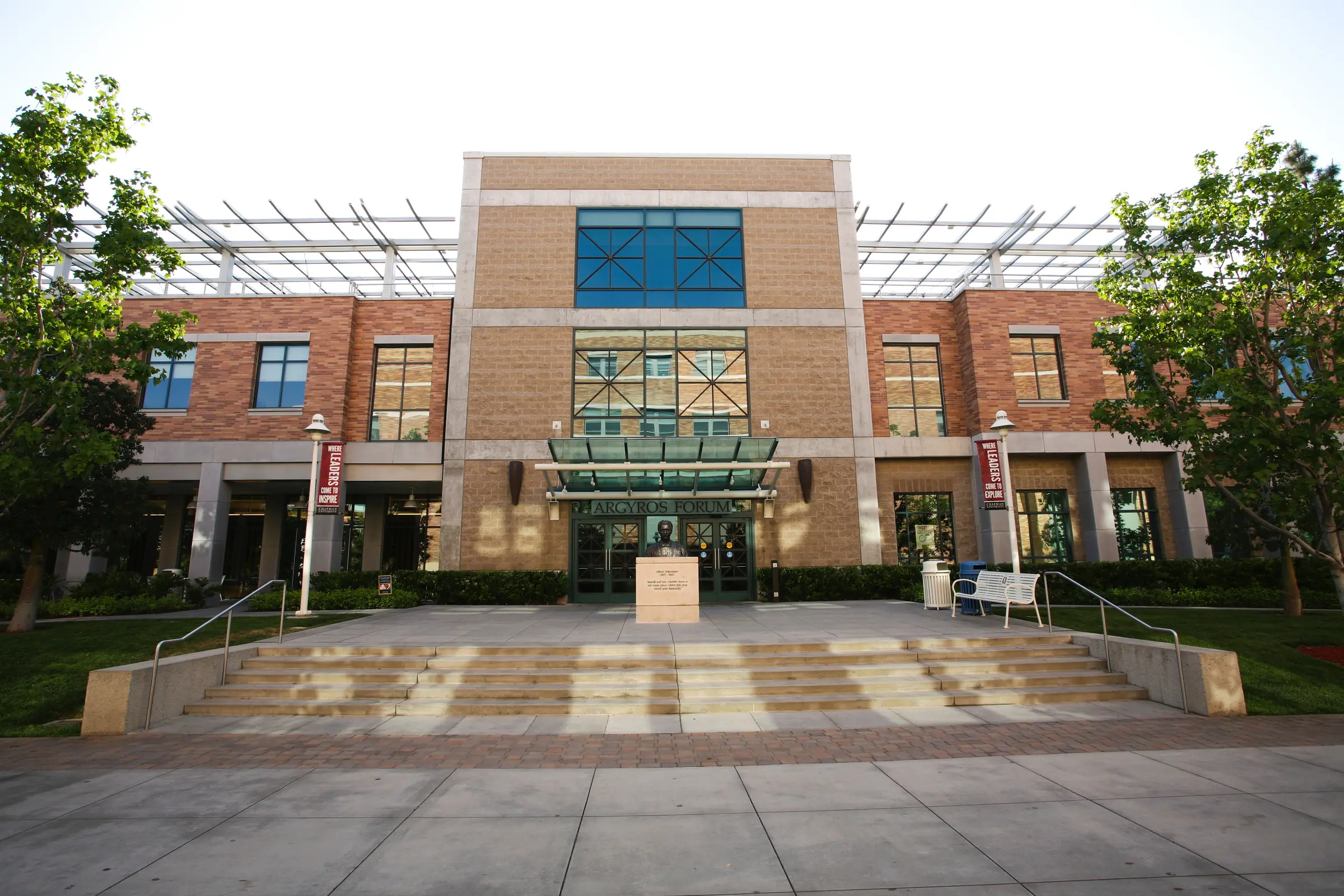 Chapman University campus with its iconic Bertea Hall tower